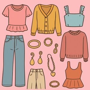 Womens Mystery Style Bundle Y2K Early 2000s Tops Shirts Sweaters Large 3 Items